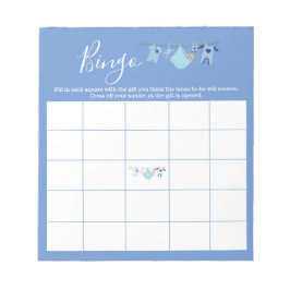 Cute Blue Clothesline Boy Shower Bingo Game Anteckningsblock