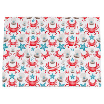 Cute Blue Coastal Seaside Crab & Snäcka Mönster