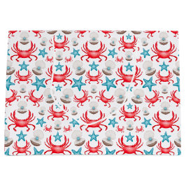 Cute Blue Coastal Seaside Crab & Snäcka Mönster