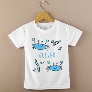 Cute Blue Crab Sea Animals Boy Namn T Shirt