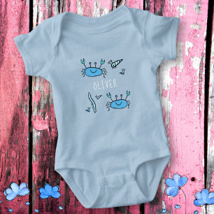 Cute Blue Crab Sea Animals Boy Namn T Shirt