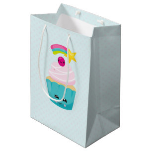 Cute Blue Cupcoa med Kawaii Ansikte