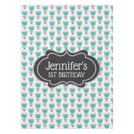 Cute Blue Cupcoa med Kawaii Ansikte Birthday