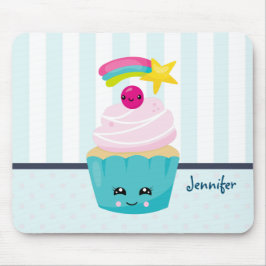 Cute Blue Cupcoa med Kawaii Ansikte Musmatta