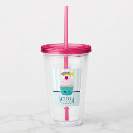 Cute Blue Cupcoa med Kawaii Ansikte Take Away Mugg