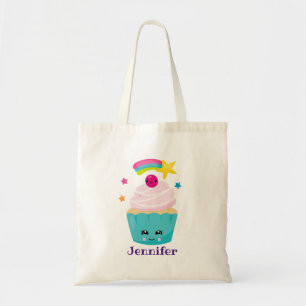 Cute Blue Cupcoa med Kawaii Ansikte Tygkasse