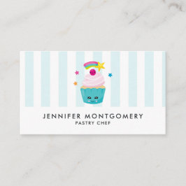 Cute Blue Cupcoa med Kawaii Ansikte Visitkort