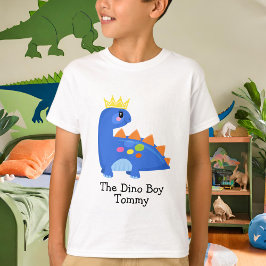 Cute Blue Dino Boy Kids'Basic T-Shirt