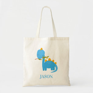 Cute Blue Dino med eget namn, verktygsfält för b Tygkasse