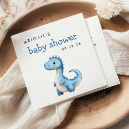 Cute Blue Dinosaur Baby Shower Napkin Pappersservett