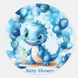 Cute Blue Dinosaur Balloons Boy Shower Runt Klistermärke