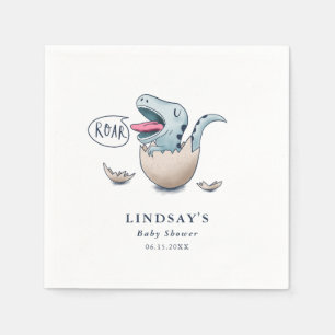 Cute Blue Dinosaur Boy Baby Shower Pappersservett