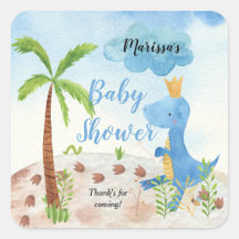 Cute Blue Dinosaur Handflatan Träd Boy Shower
