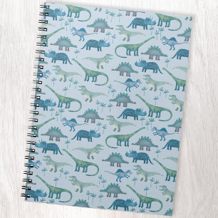 Cute Blue Dinosaur Mönster Anteckningsbok