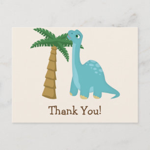 Cute Blue Dinosaur-Tack Vykort