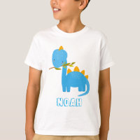 Cute Blue Dinosaurs egna namn Boys T-Shirt.