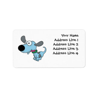 Cute Blue Doggie Adressetikett