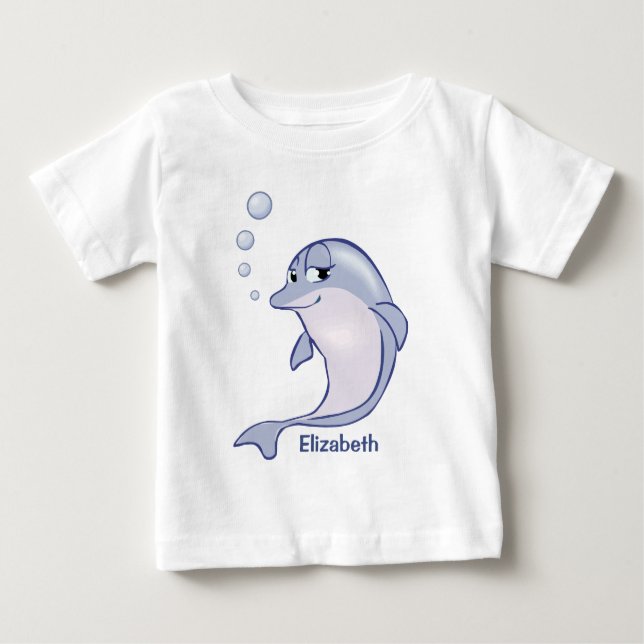 Cute Blue Dolphin för att anpassa T Shirt (Framsida)