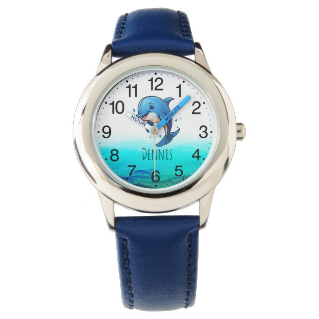 Cute Blue Dolphin Ocean Kids Watch Armbandsur (Framsida)