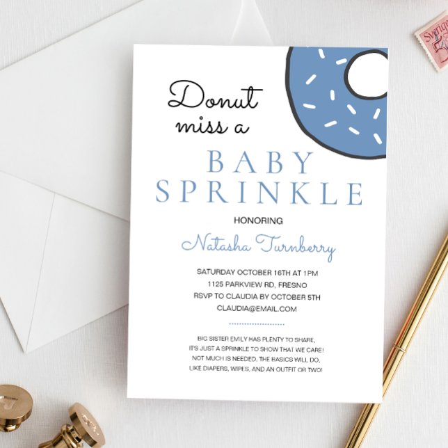 Cute Blue Donut Baby Sprinkle Boy Shower Inbjudningar (Skapare uppladdad)