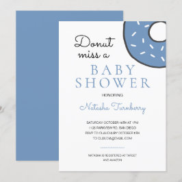 Cute Blue Donut Miss A Baby Shower Inbjudningar