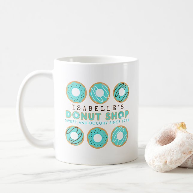 Cute Blue Donut Shop Kaffemugg (Med munk)