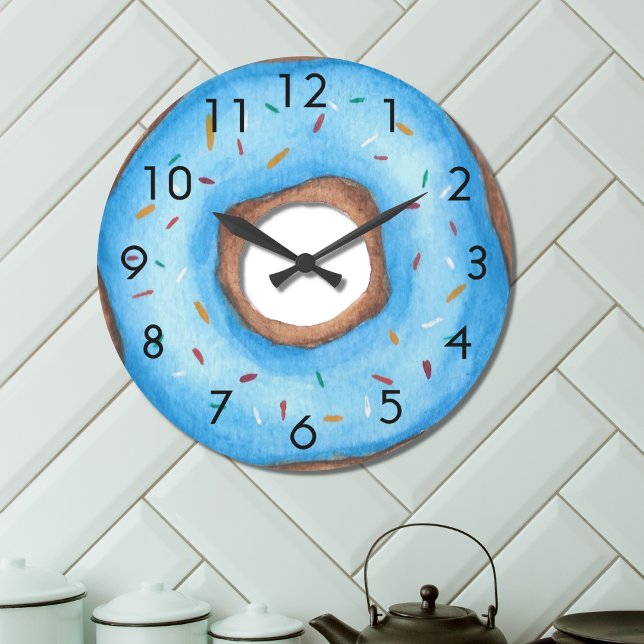 Cute Blue Donut Stor Klocka (Skapare uppladdad)