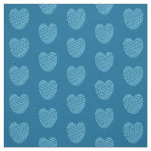 Cute Blue Doodle Heart Mönster Tyg