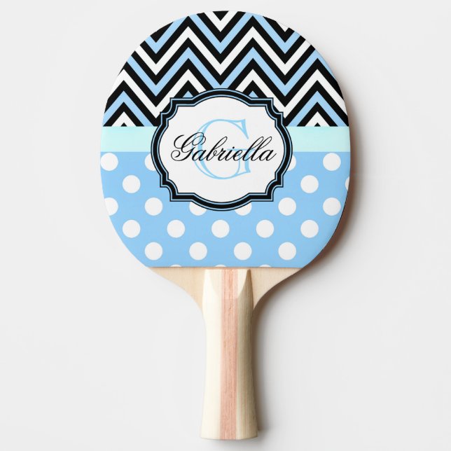 Cute Blue Dots och Rand Pingisracket (Framsidan)