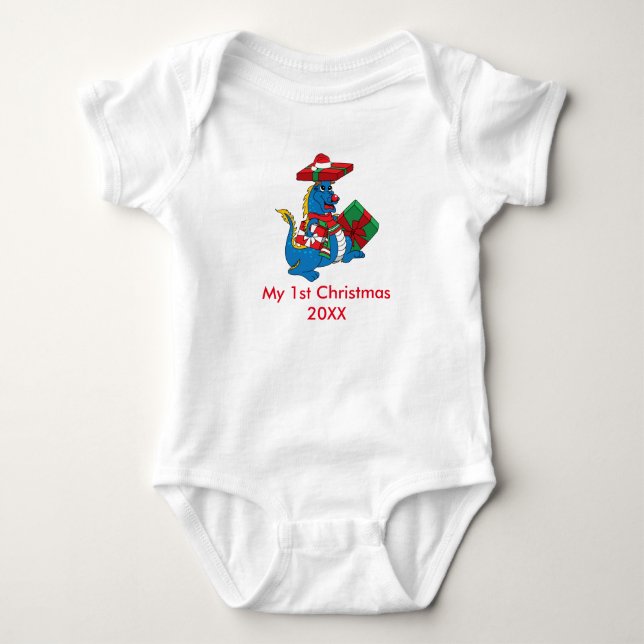 Cute blue drake 1:a julen Baby Creeper T Shirt (Framsida)