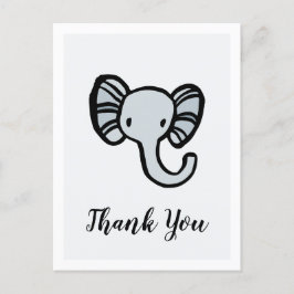 Cute Blue Eephant Baby dusch Tack Vykort