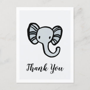 Cute Blue Eephant Baby dusch Tack Vykort