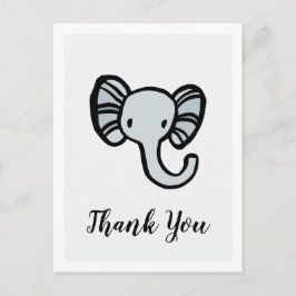 Cute Blue Eephant Baby dusch Tack Vykort