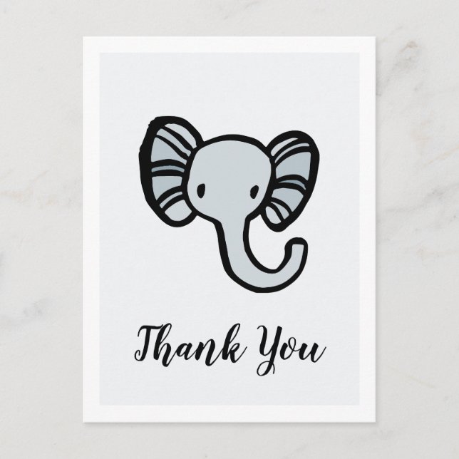 Cute Blue Eephant Baby dusch Tack Vykort (Framsida)