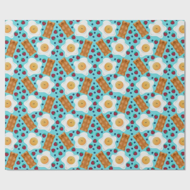 Cute Blue Eggs Bacon Strawberries Blueberries  Presentpapper (Platt)