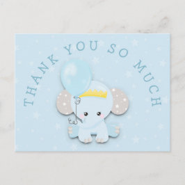 Cute Blue Elephant Adress Message Tack Vykort