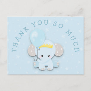 Cute Blue Elephant Adress Message Tack Vykort