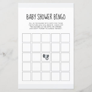 Cute blue elephant Baby dusch Bingo-spel
