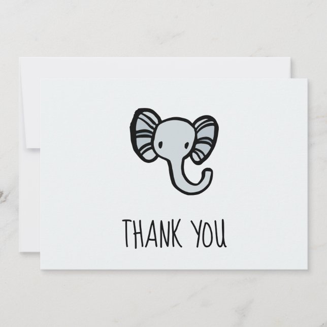 Cute Blue Elephant Baby-dusch Tack Kort (Framsida)