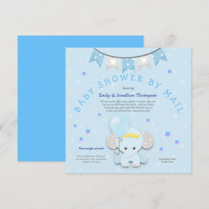Cute Blue Elephant Baby Shower by Mail Inbjudningar