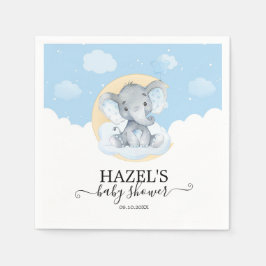 Cute Blue Elephant Boy Baby Shower Birthday Pappersservett