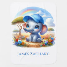 Cute Blue Elephant i ett basket