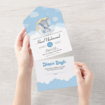 Cute Blue Elephant Little Peanut Boy Shower