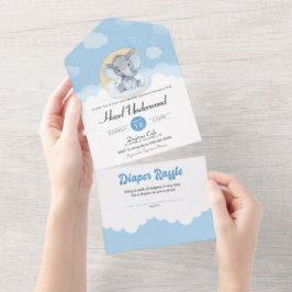 Cute Blue Elephant Little Peanut Boy Shower