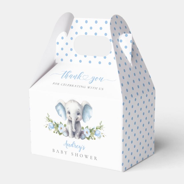 Cute Blue Elephant Little Peanut Pojke Shower Presentaskar (Framsidan Sidan)