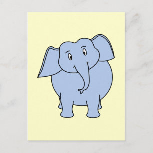 Cute Blue Elephant Tecknad. Vykort