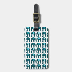Cute Blue Elephants Mönster CUSTOMIZED Bagagebricka