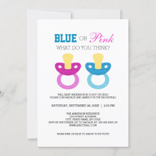 Cute Blue eller Rosa Nappar Gender Reveal Party Inbjudningar