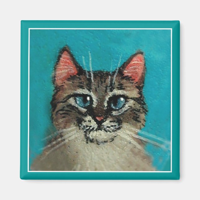 Cute Blue-eyed cat magnet (Framsidan)