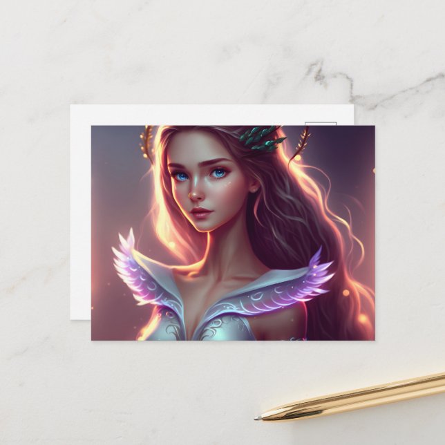 Cute Blue Eyed Fairy, magiska varelser Vykort (Fram/Back In Situ)